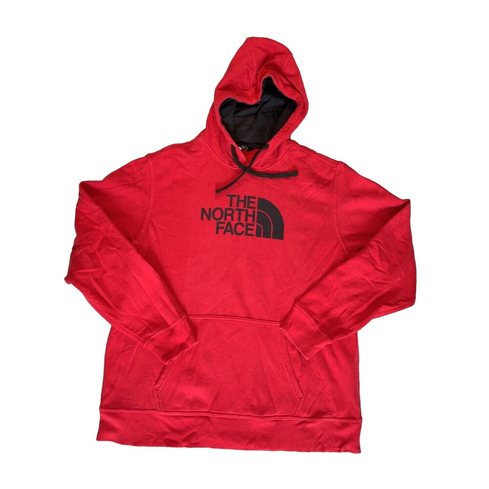 The North Face Hoodie Mens XL Red Pullover Fleece Big Logo Graphic Sweatshirt